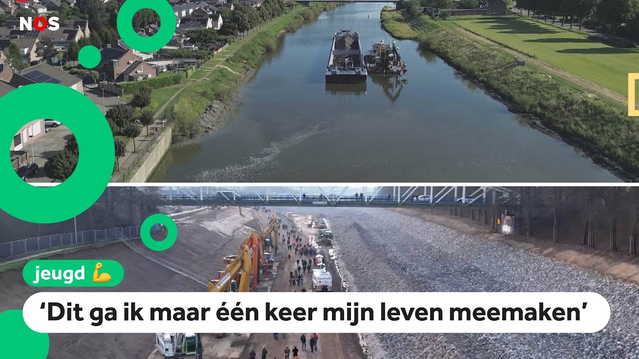 Kinderen wandelen over bodem van kanaal