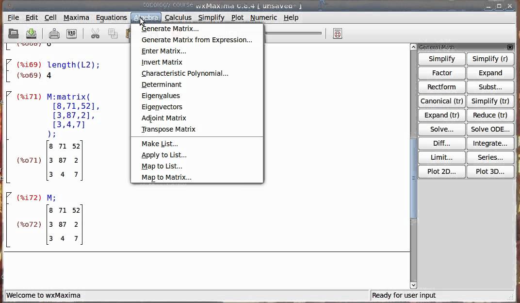 Maxima CAS 3: Lists and Matrices