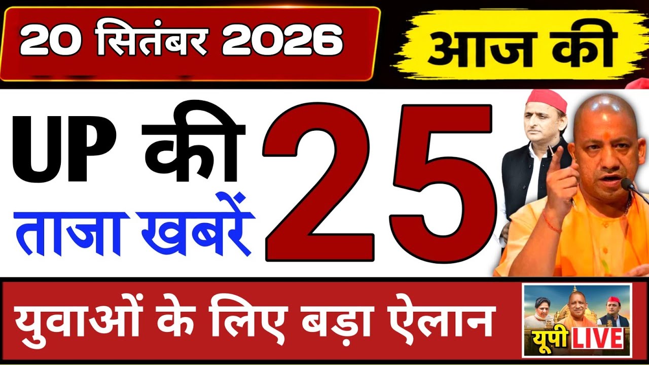 September 20, 2026 : Up Breaking News | Today Up News | Uttar Pradesh Latest News | Cm Yogi News