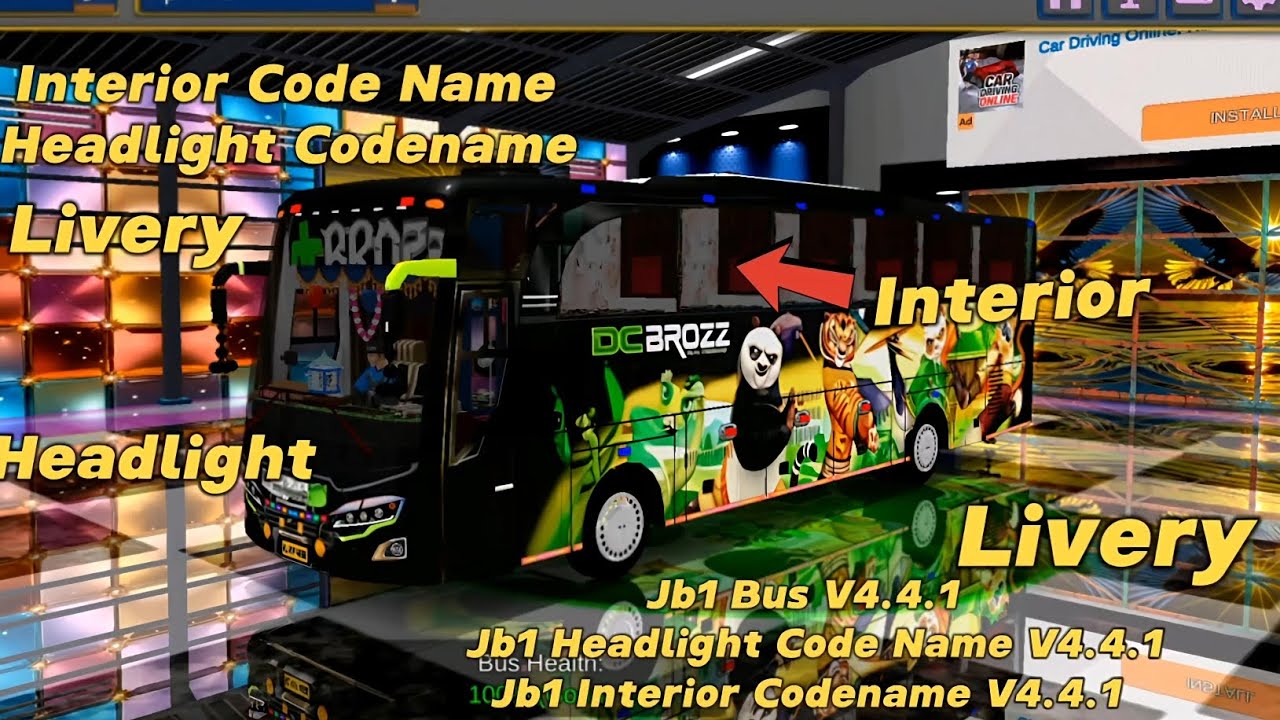JB1 bus livery head light and interior kodename file! Bus simulator indonesia
