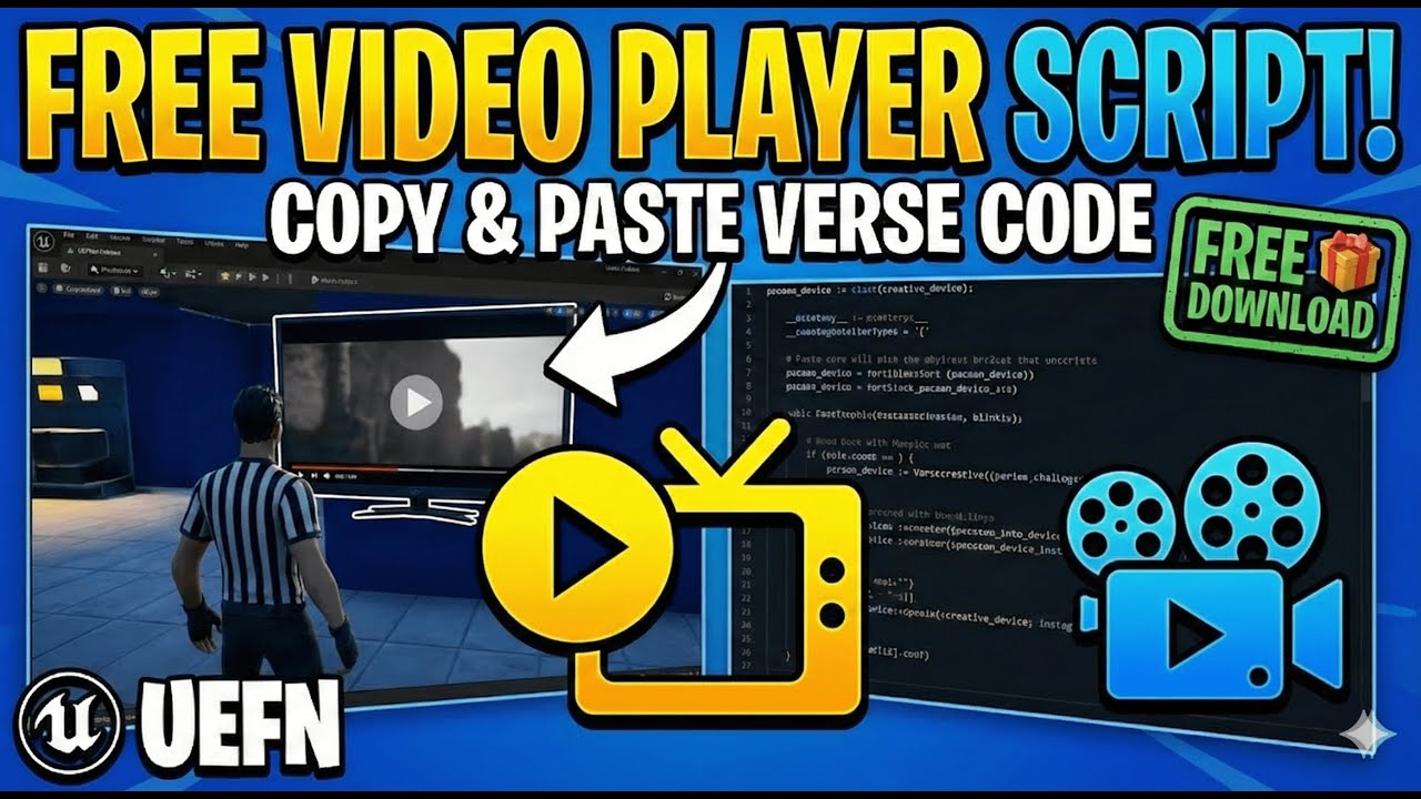 FREE Video Player Script for UEFN! 📺 (Copy & Paste Verse Code)