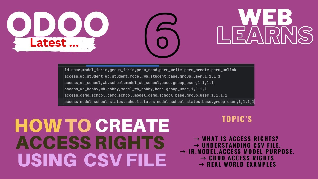 Как создать права доступа Odoo с помощью CSV-файла | Учебное пособие по безопасности Odoo