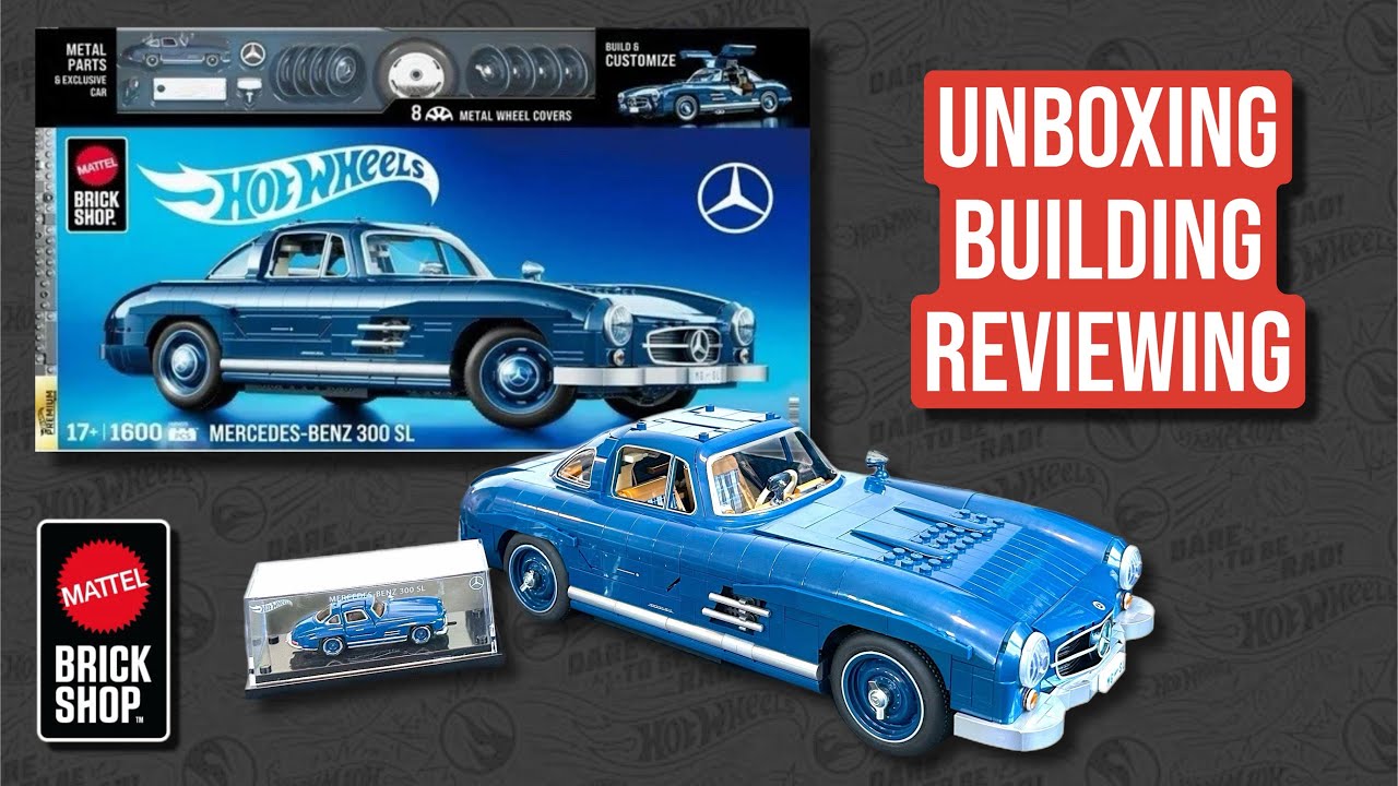 Mattel Brick Shop Mercedes Benz 300SL Unboxing, Building, and Review