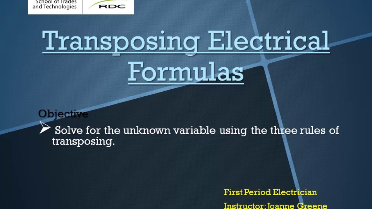 Transposing Formulas (Ohm's Law)