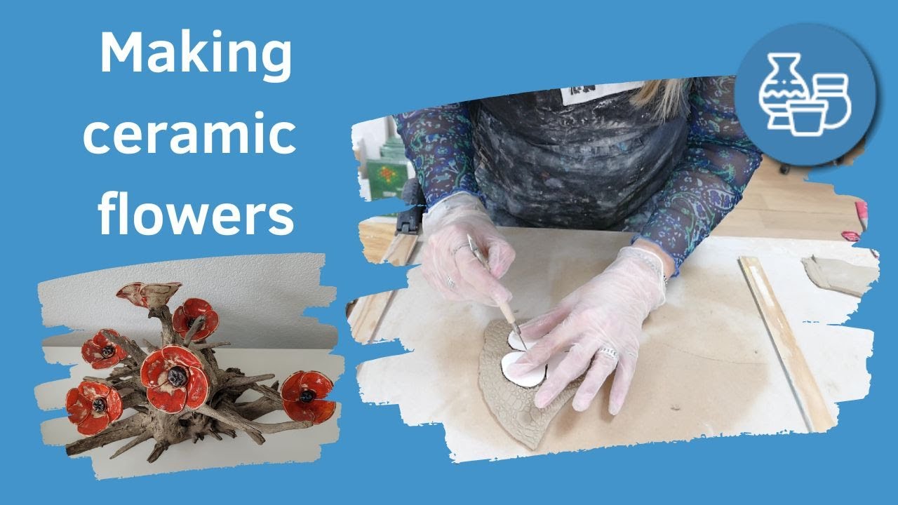 Live tutorial Keramiek bloemetjes maken op hout / Making ceramic flowers on wood,  Atelier-Bertina