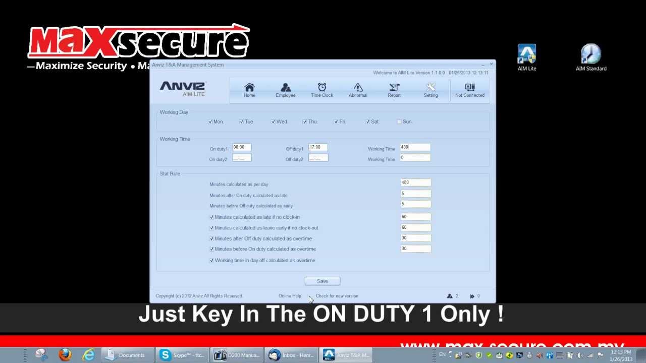 D200 ANVIZ AIM Lite Time Attendance User Manual with Simple Payroll