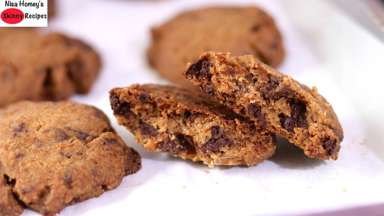 Eggless Chocolate Chip Cookies - How To Make Vegan Cookies -Healthy Snacks For Kids | Skinny Recipes