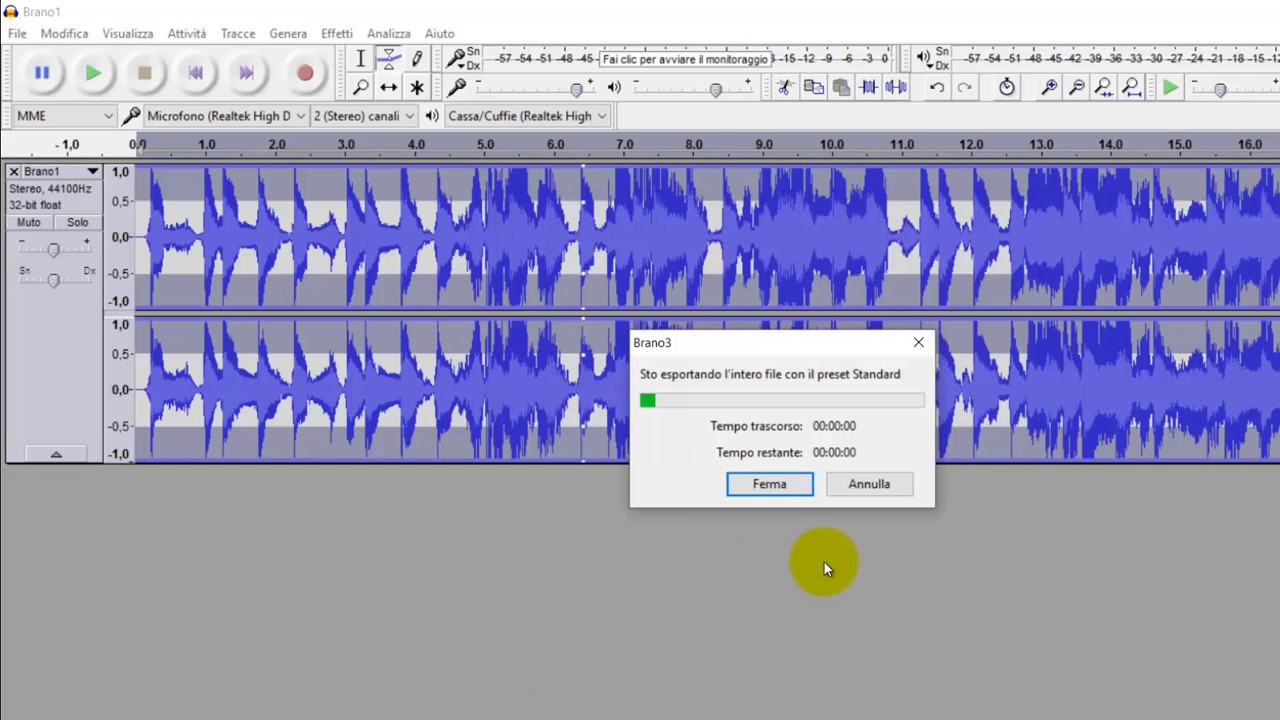 Come aumentare o diminuire il volume di file MP3 con Audacity