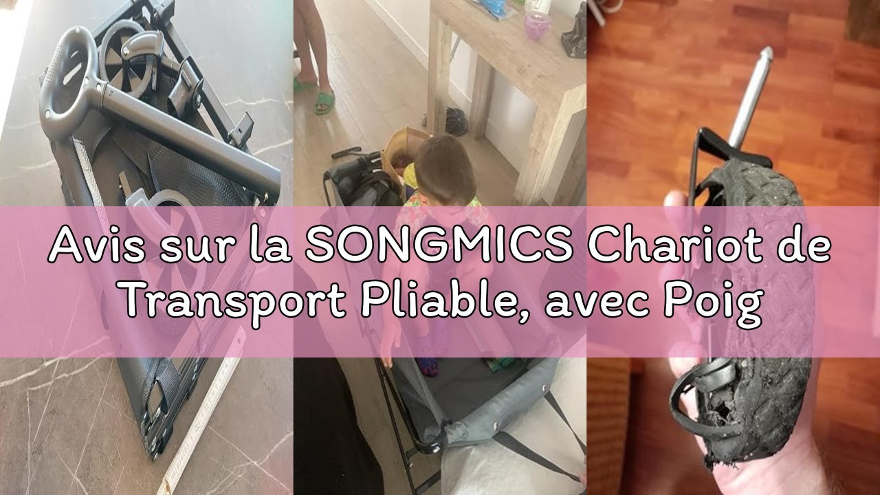 Avis sur la SONGMICS Chariot de Transport Pliable, avec Poignée, 4 Roues Renforcées Dont 2 Roues Uni