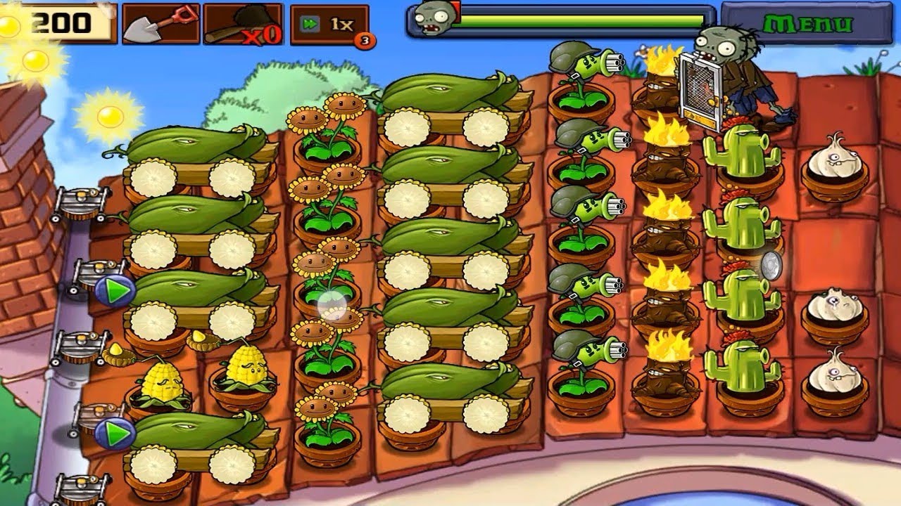 Plants vs zombie || Cob cannon full with Gatling pea Fire Survival roof #subscribe @JSPGaming138 