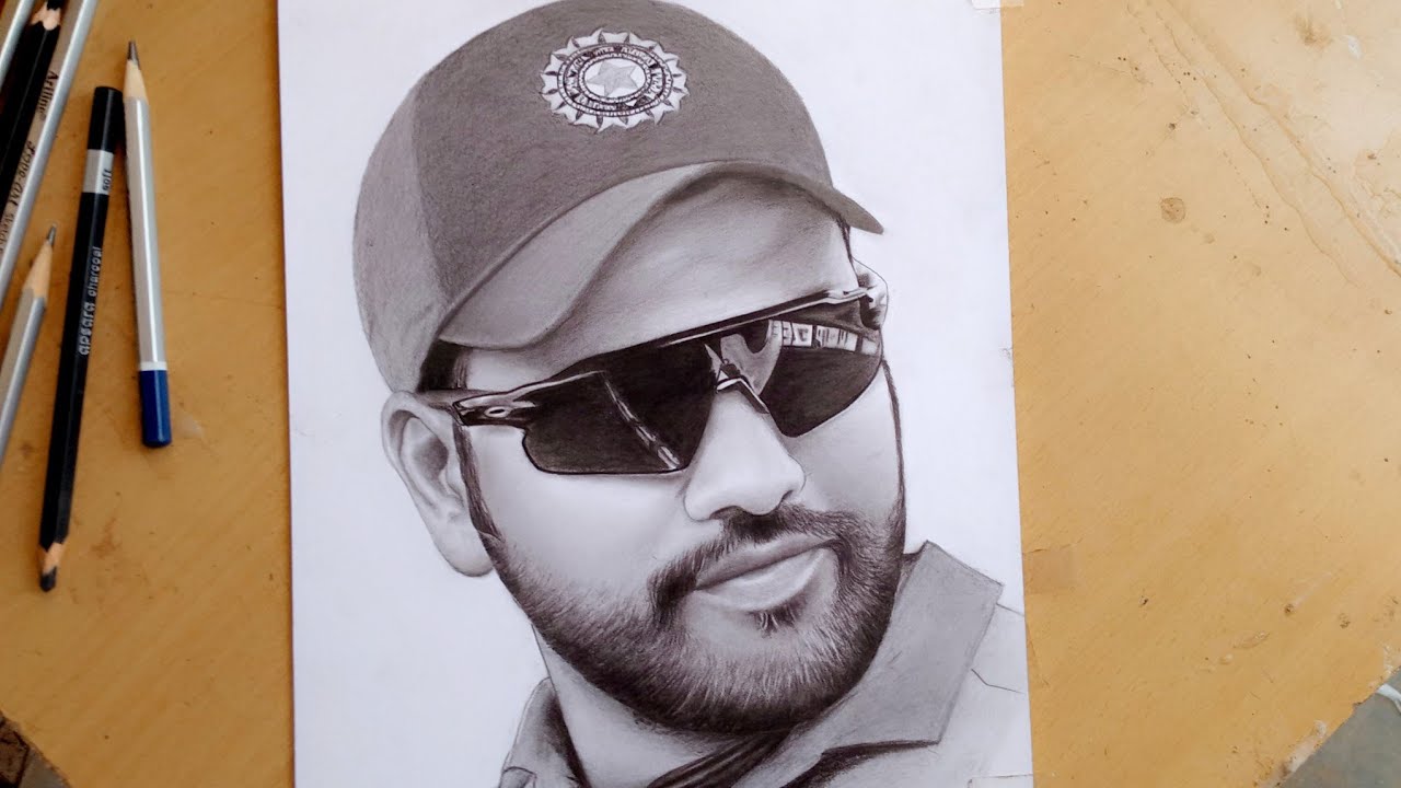 How To Draw Rohit Sharma Pencil Sketch Step By Step