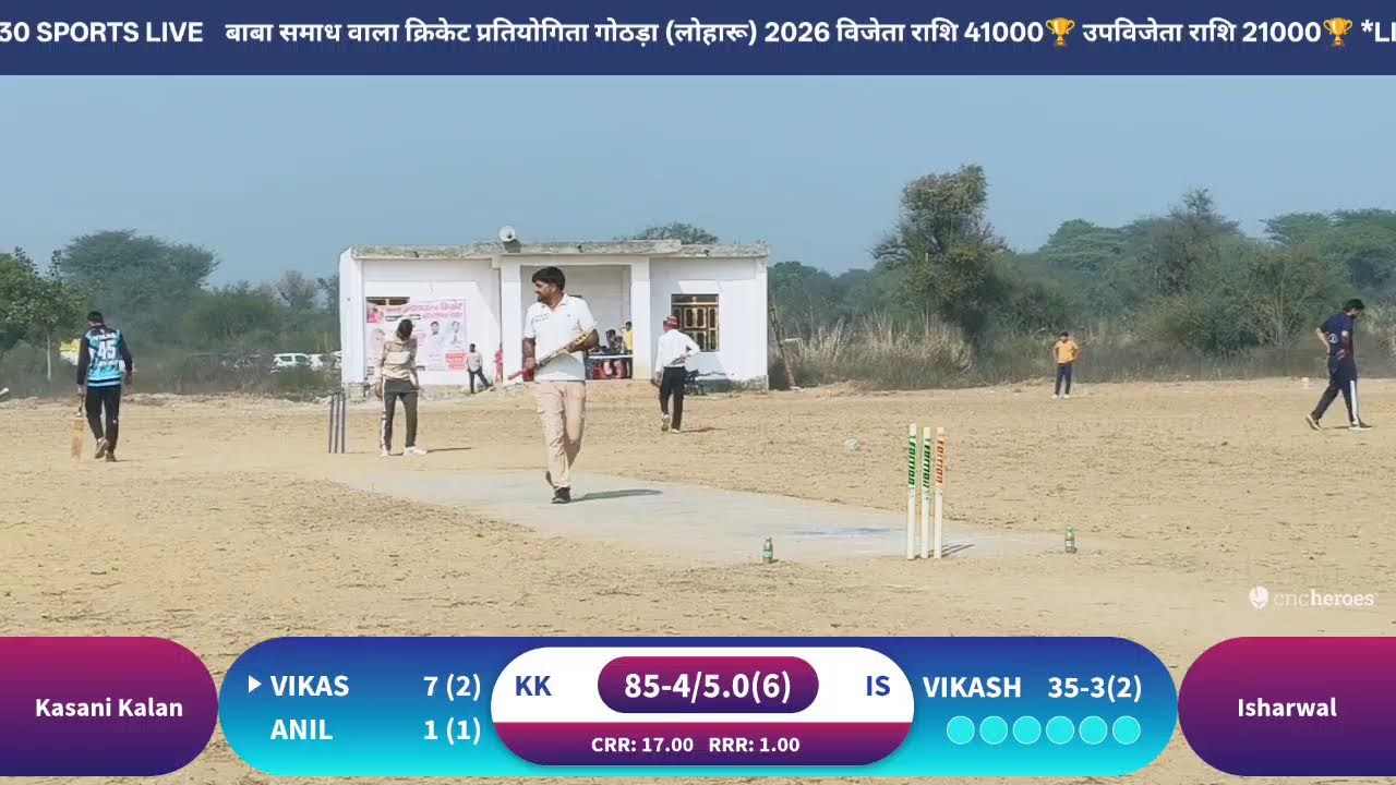 बाबा समाध वाला (10+1)क्रिकेट प्रतियोगिता गोठड़ा (लोहारू)2026#मैच Kasani Kalan vs Isharwal
