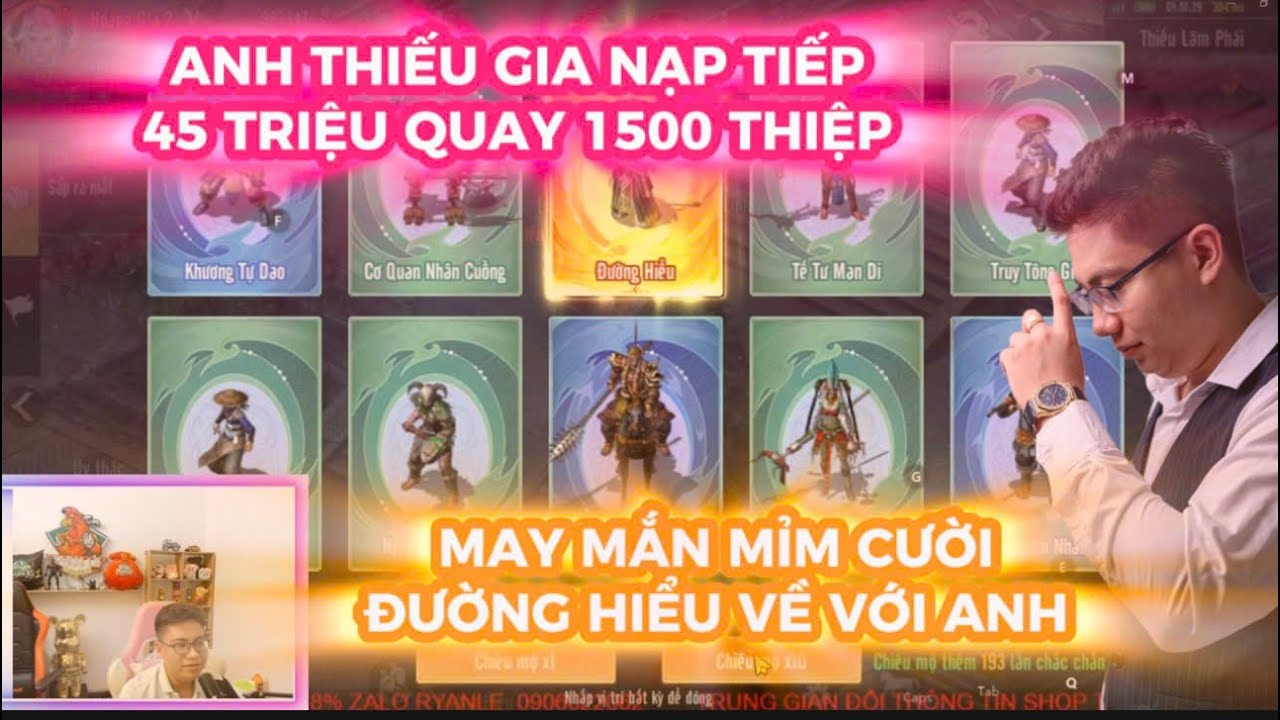 KIẾM THẾ ORIGIN VNG :  ANH THIẾU GIA NẠP TIẾP 45 TRIỆU QUAY 1500 LẦN THIỆP - MAY MẮN MỈM CƯỜI