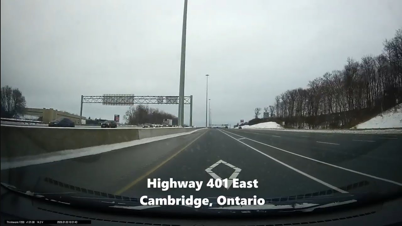 Kitchener, Ontario Drive to Guelph via Highway 401 (Jan. 3/26)