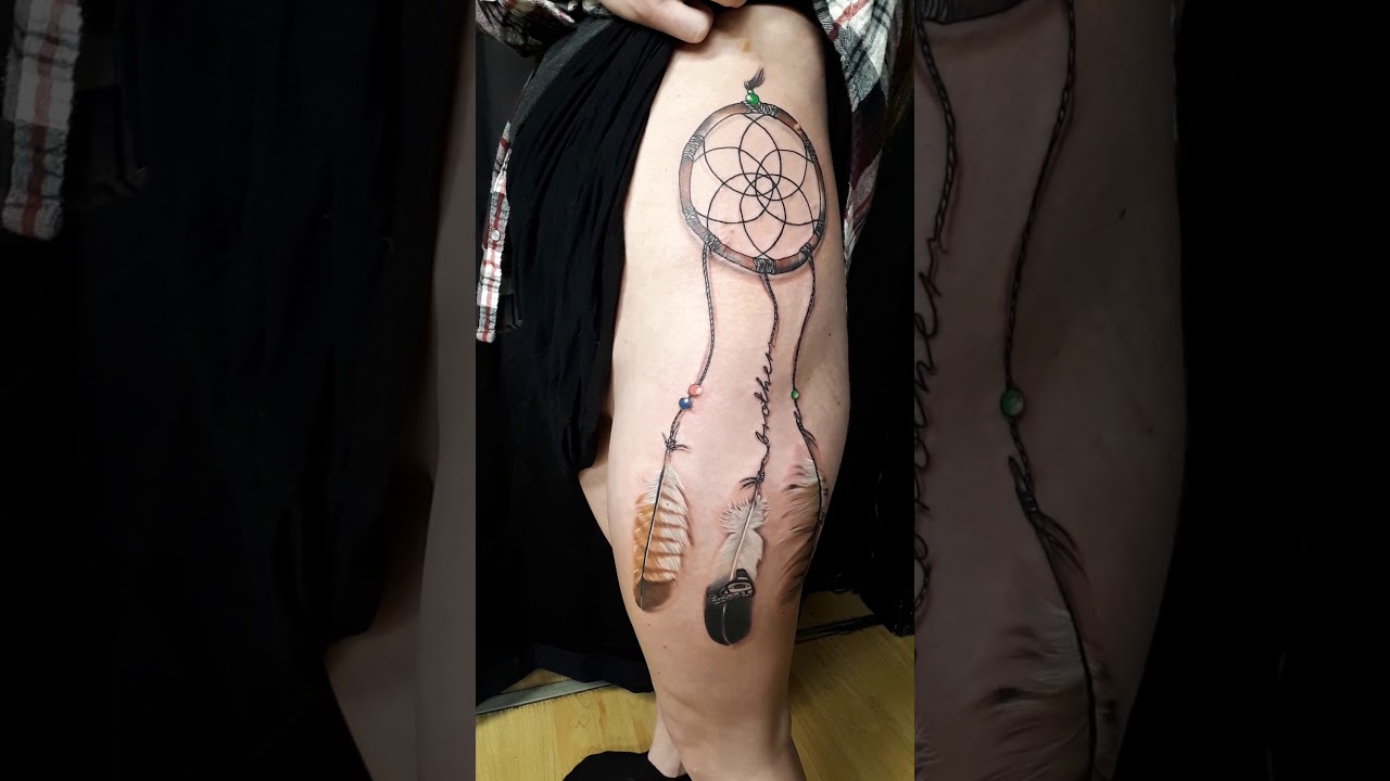 Hip Tattoo - Realism Dream Catcher #short #youtubeshort #shorts #youtubeshortsfund