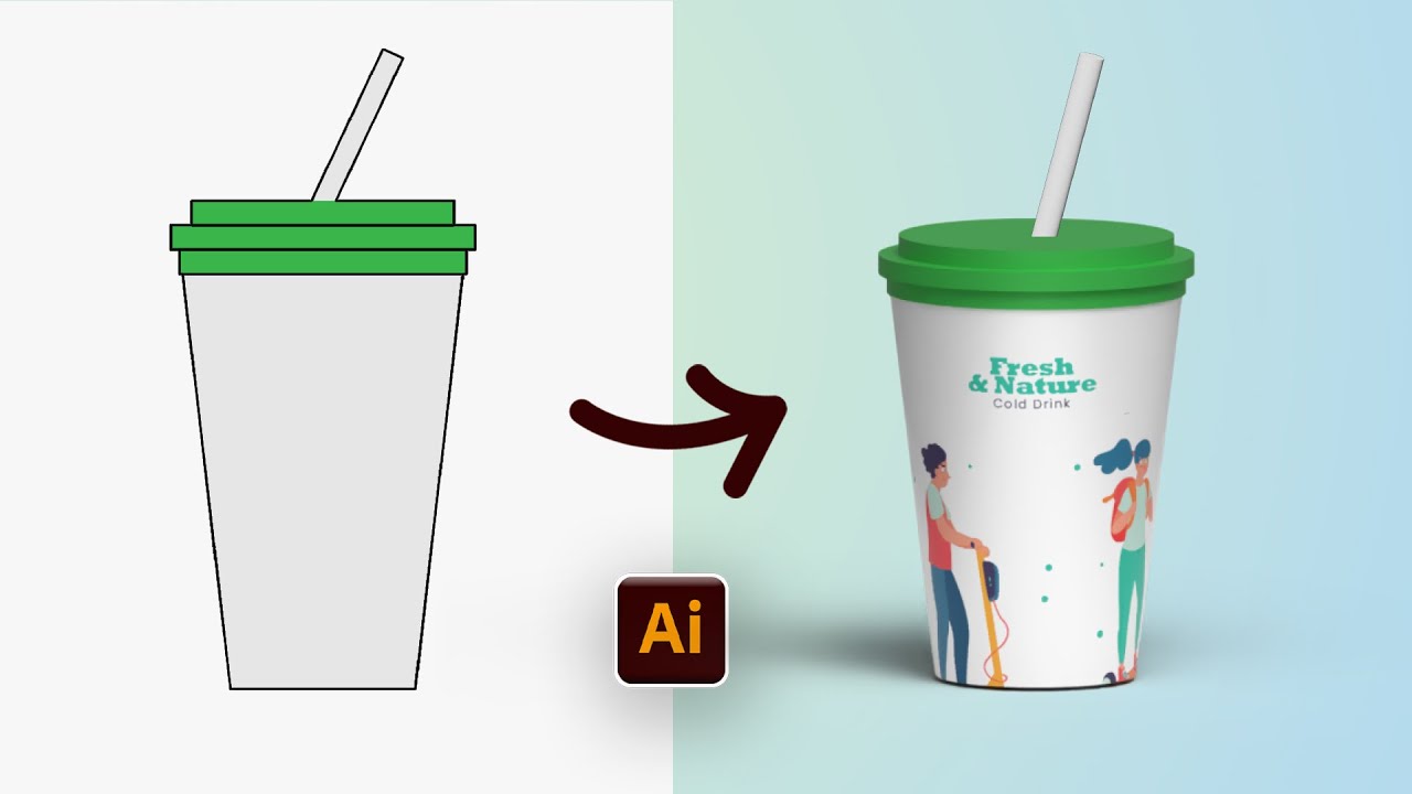 Create a Professional 3D Mockup of Cold Coffee in Illustrator | in Hindi