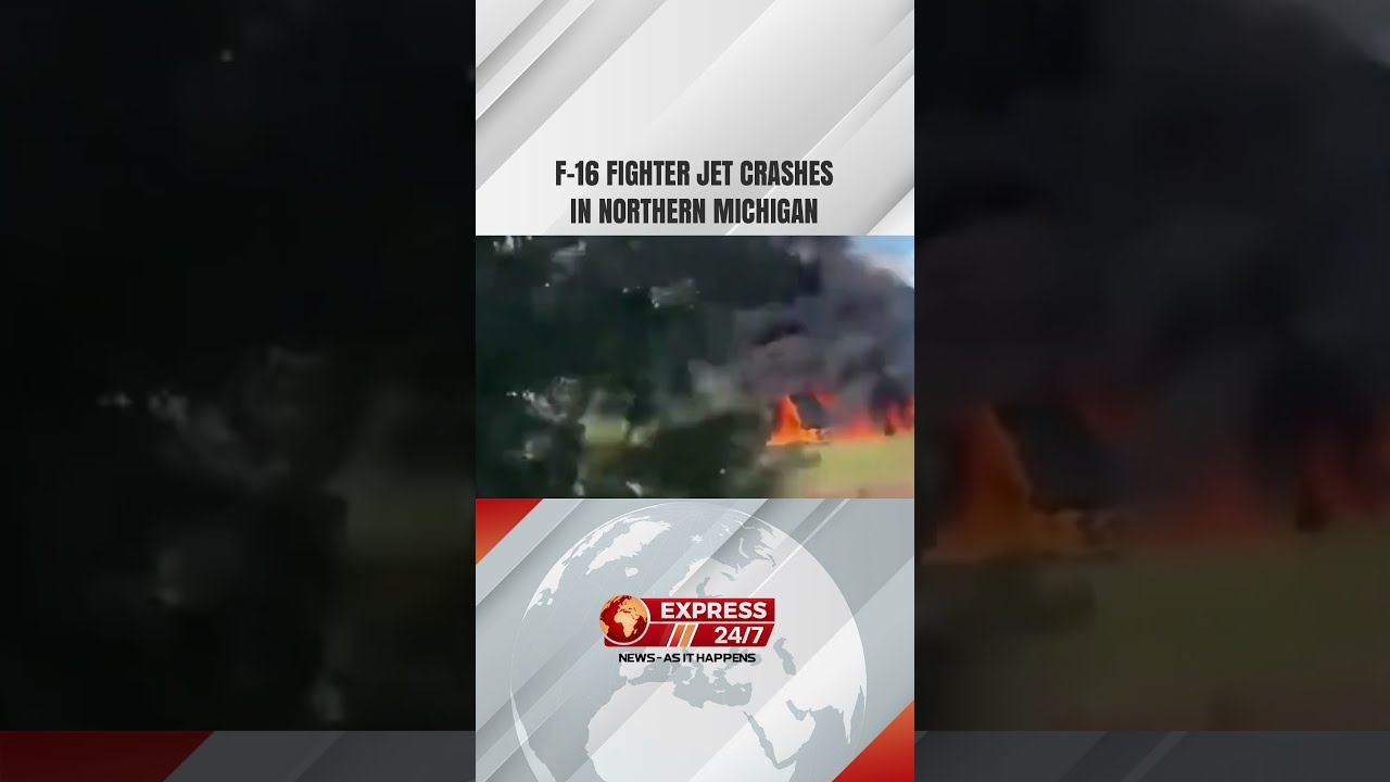 F-16 Fighter Jet Crashes in Northern Michigan #f16 #planecrash #michigan #shorts #reels #viral