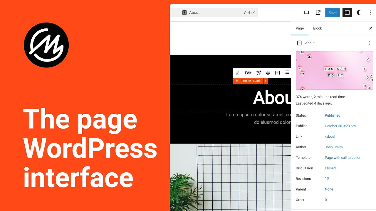WordPress interface