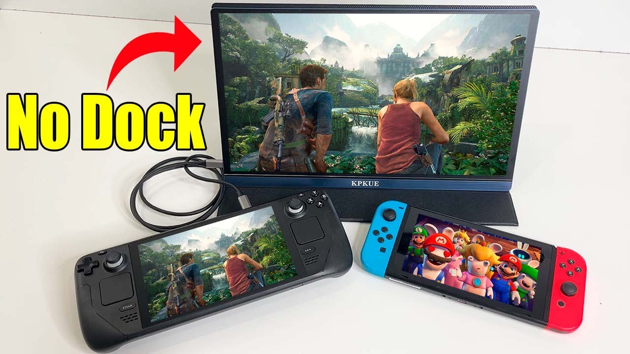 No Dock Needed! Portable Monitor for Nintendo Switch & Steam Deck | KPKUE 1080p FHD 60 Hz