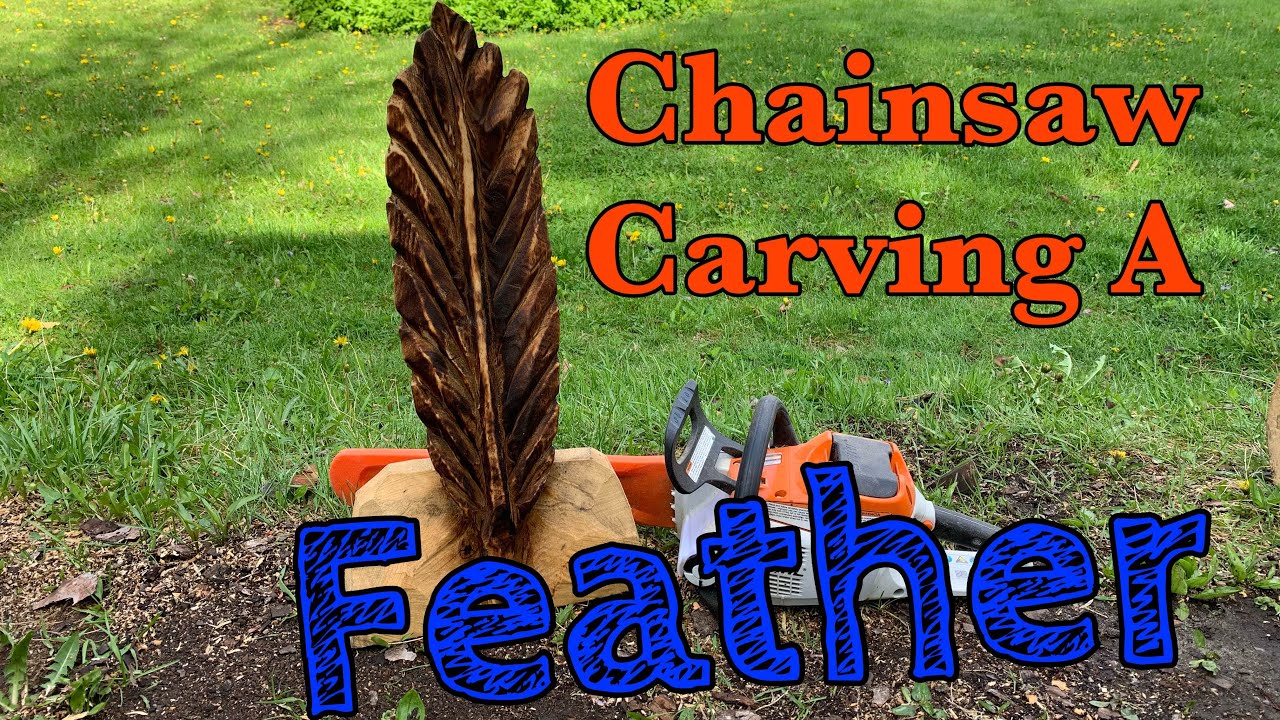 Chainsaw carving a feather !