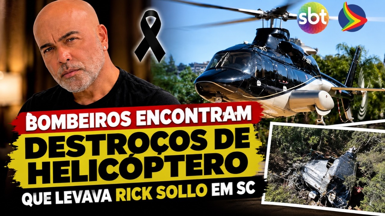 Imagens dos Bombeiros mostram destro&ccedil;os de helic&oacute;ptero que levava Rick Sollo em SC