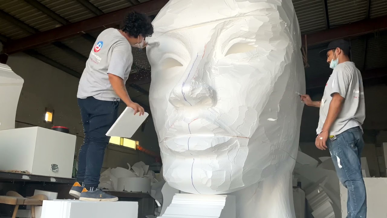 Face sculpture foam carving