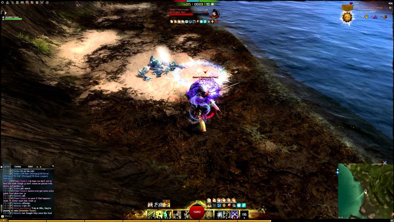 Guild Wars 2 - 1 Elementalist vs one Necromancer and One Guardian