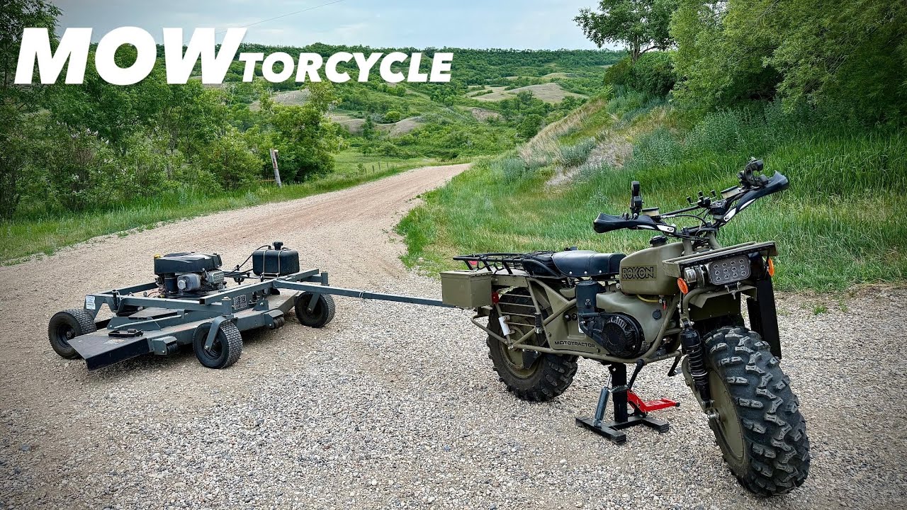 Mowing Grass with a 2WD MOTORCYCLE | the Rokon MotoTractor