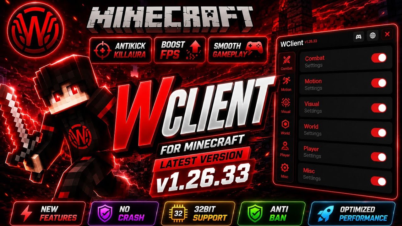 🔥🤯WCLIENT V8! v1.26.33+/v1.26.32+ | BEST MCPE CLIENT 64BIT+32BIT SUPPORT Review 