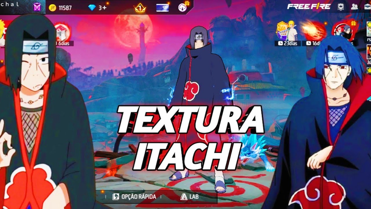 TEXTURA DO ITACHI NO FREE FIRE! 🔥 SEM BUG E ANTI-BAN ✔️ LINK DIRETO