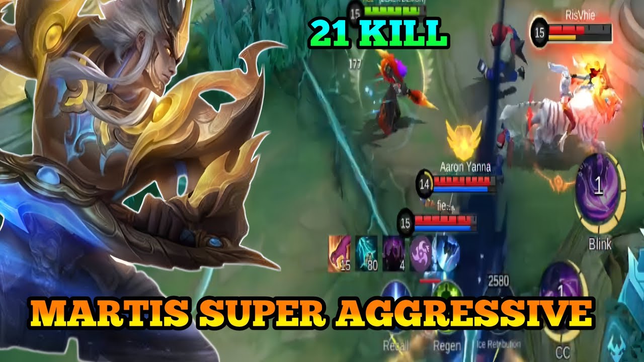 21 KILL❗MARTIS SUPER AGGRESSIVE. build tersakit martis. mobilelegends