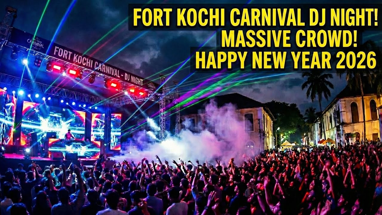 New Year Night at Fort Kochi | DJ Party & Crazy Crowd 🎆 | Happy New Year 2026