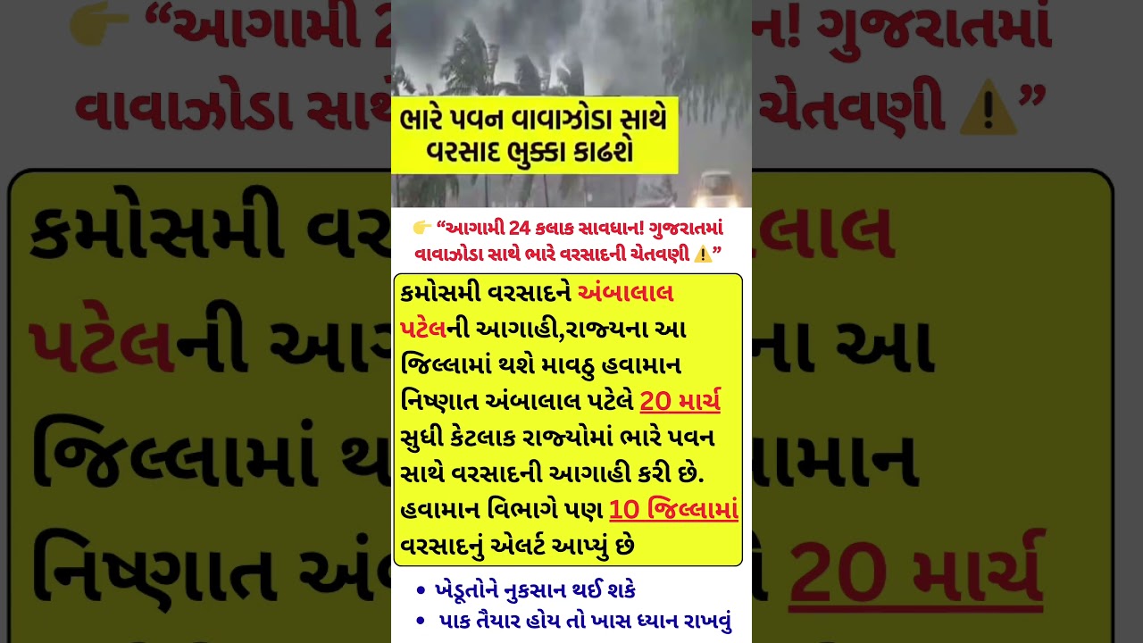 અંબાલાલ પટેલની નવી આગાહી! ખેડૂતો માટે મોટી ચિંતા || #weather #alert #monsoon #india #અંબાલાલની_આગાહી