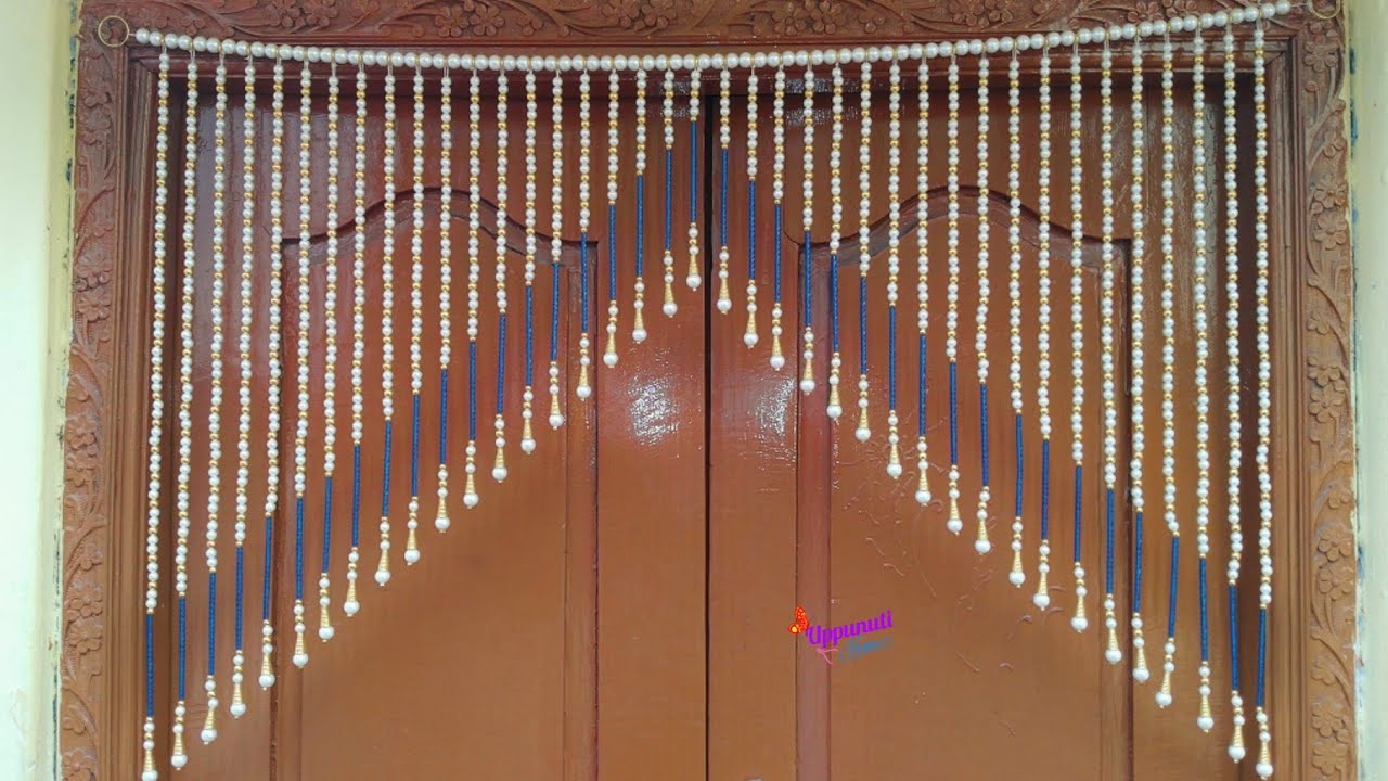 DIY | Simple And Beautiful Pearl Door Hanging Making At Home | Pearl Toran Hanging | uppunutihome