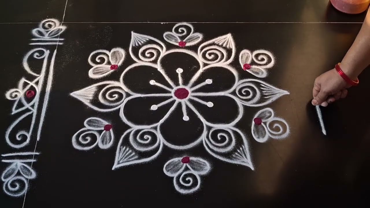 Friday special rangoli design//3&times;2dots//simple kolam//side border rangoli design//daily muggulu