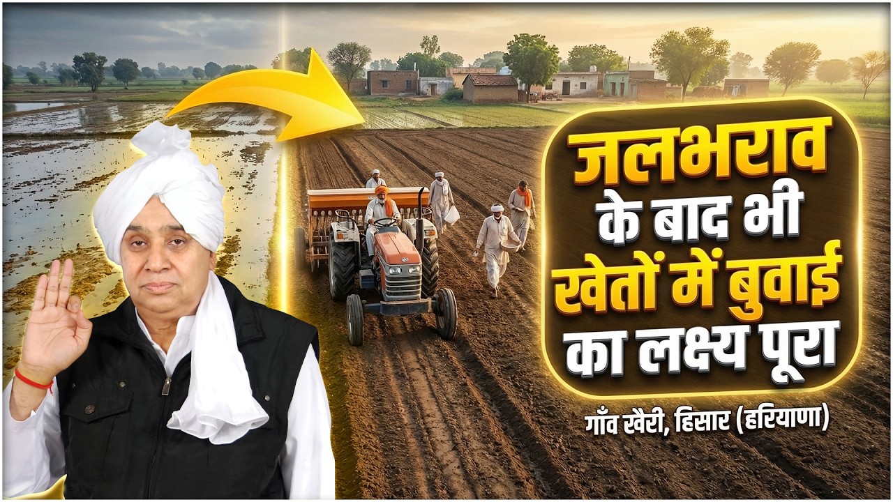 गाँव खैरी, हिसार (हरियाणा) में जलभराव के बाद भी खेतों में बुवाई का लक्ष्य पूरा || Village Kheri
