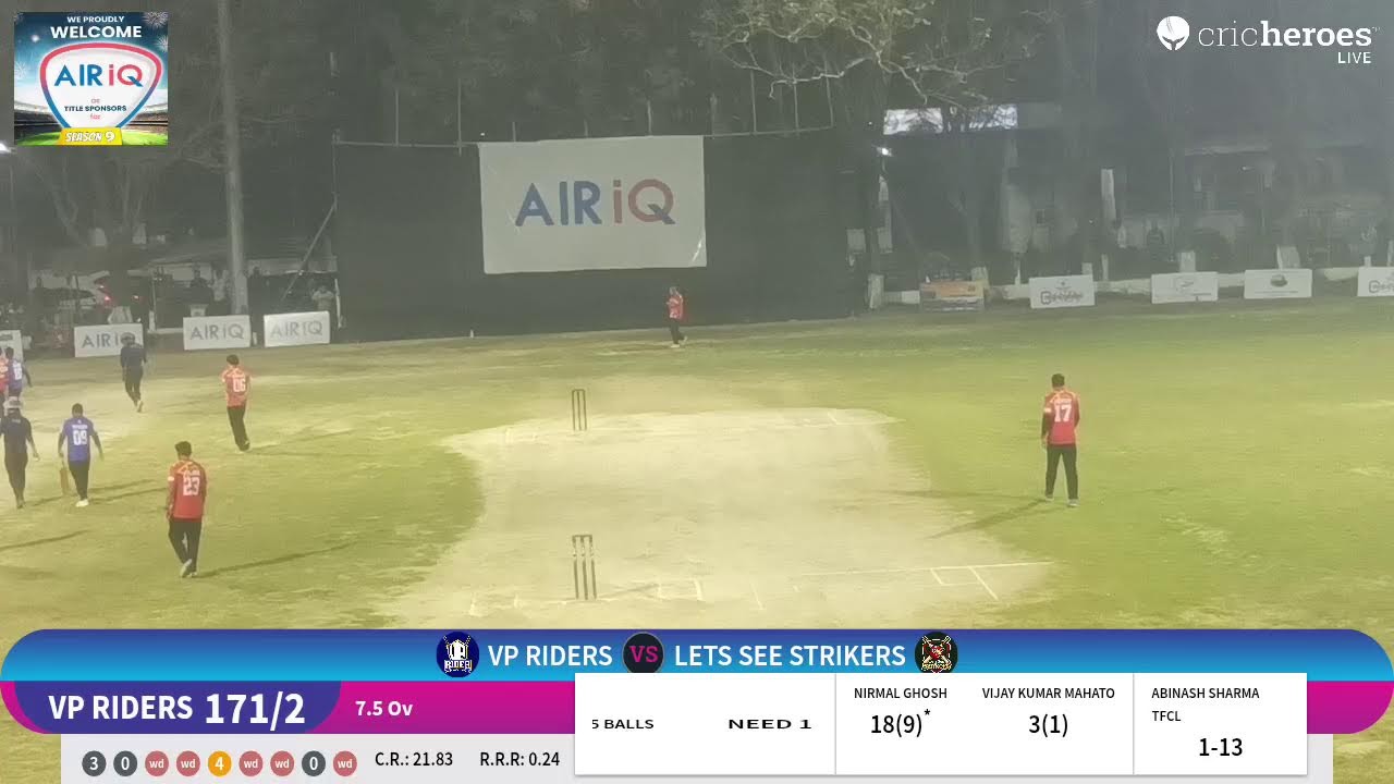 LETS SEE STRIKERS vs VP RIDERS live cricket match | AIR IQ TFCL SEASON 9 live - Latasil Ground Guwa