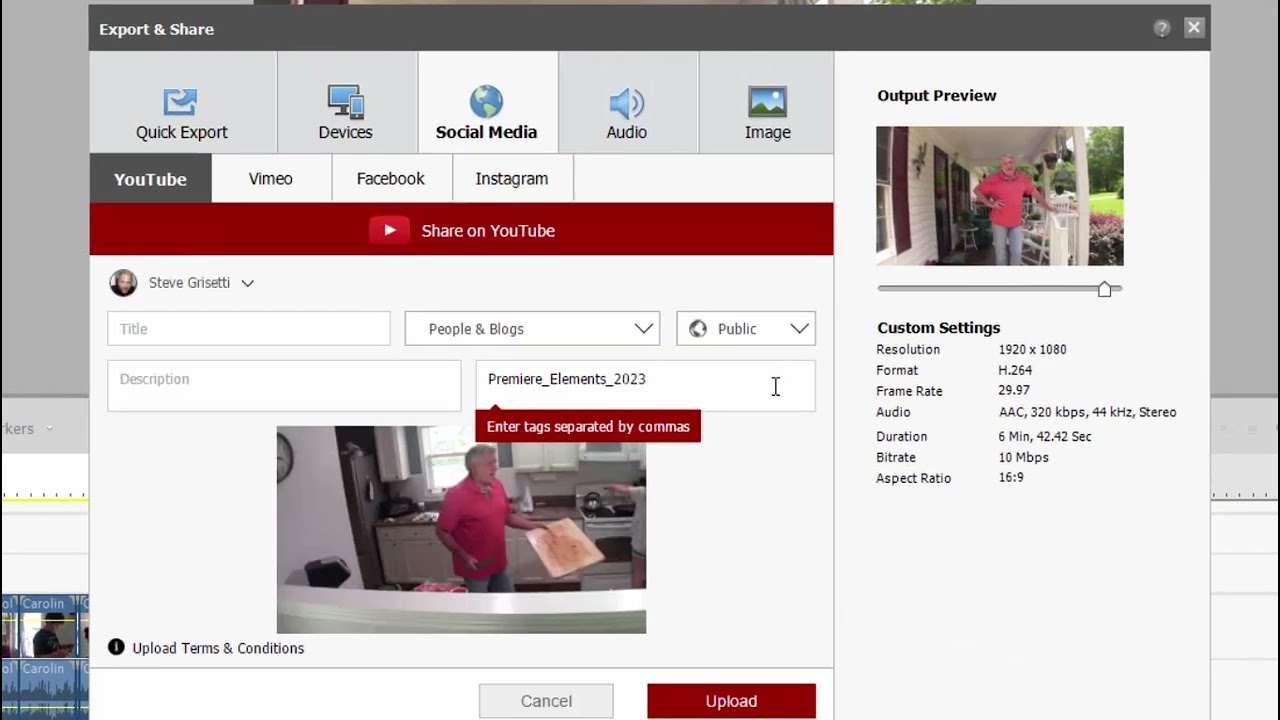 Uploading to Social Media from Premiere Elements