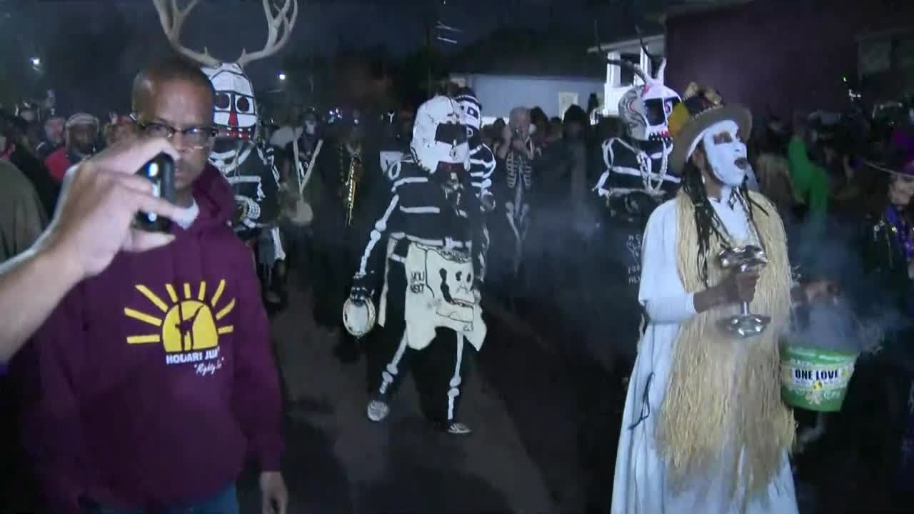 North Side Skull and Bone Gang wakes up New Orleans on Mardi Gras Day