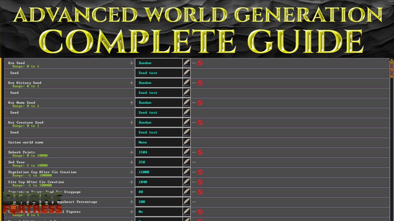 ADVANCED WORLD GENERATION - Tutorial Guide DWARF FORTRESS