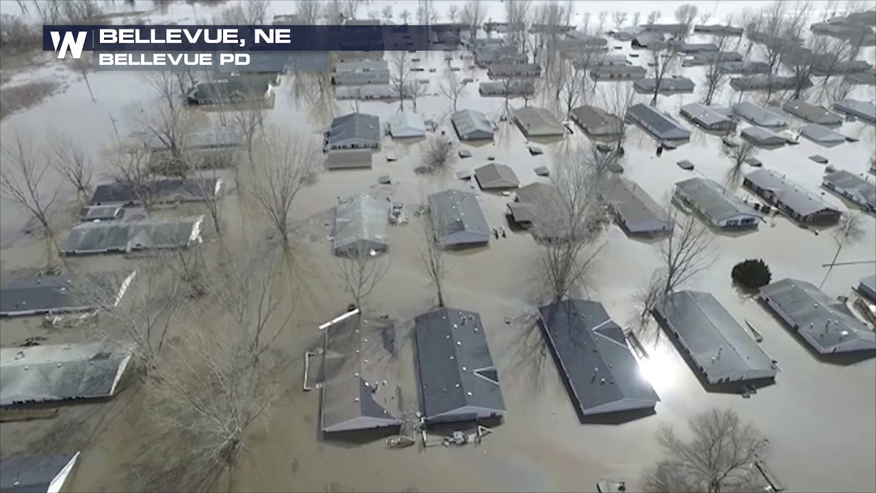 Incredible Drone Footage of Extensive & Historic Flooding in Nebraska