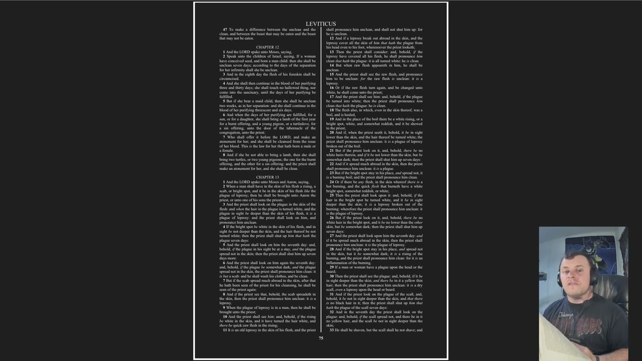 A Chapter A Day To Keep The Devil At Bay, Leviticus Chapter 12 NLT (KJV on screen)