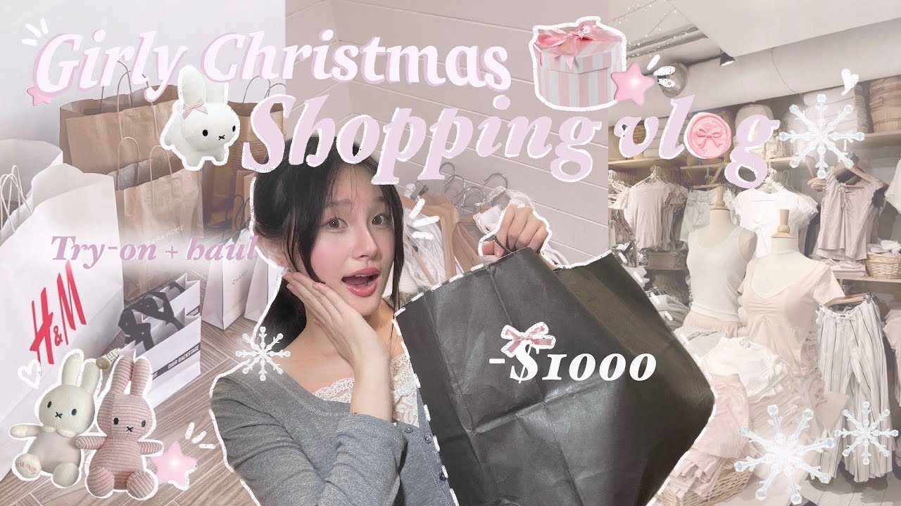 GIRLY CHRISTMAS SHOPPING SPREE ❄️🎀 ⊹♡ TRY-ON + HAUL| $1000 brandy Melville and aelferic eden! 𝜗𝜚