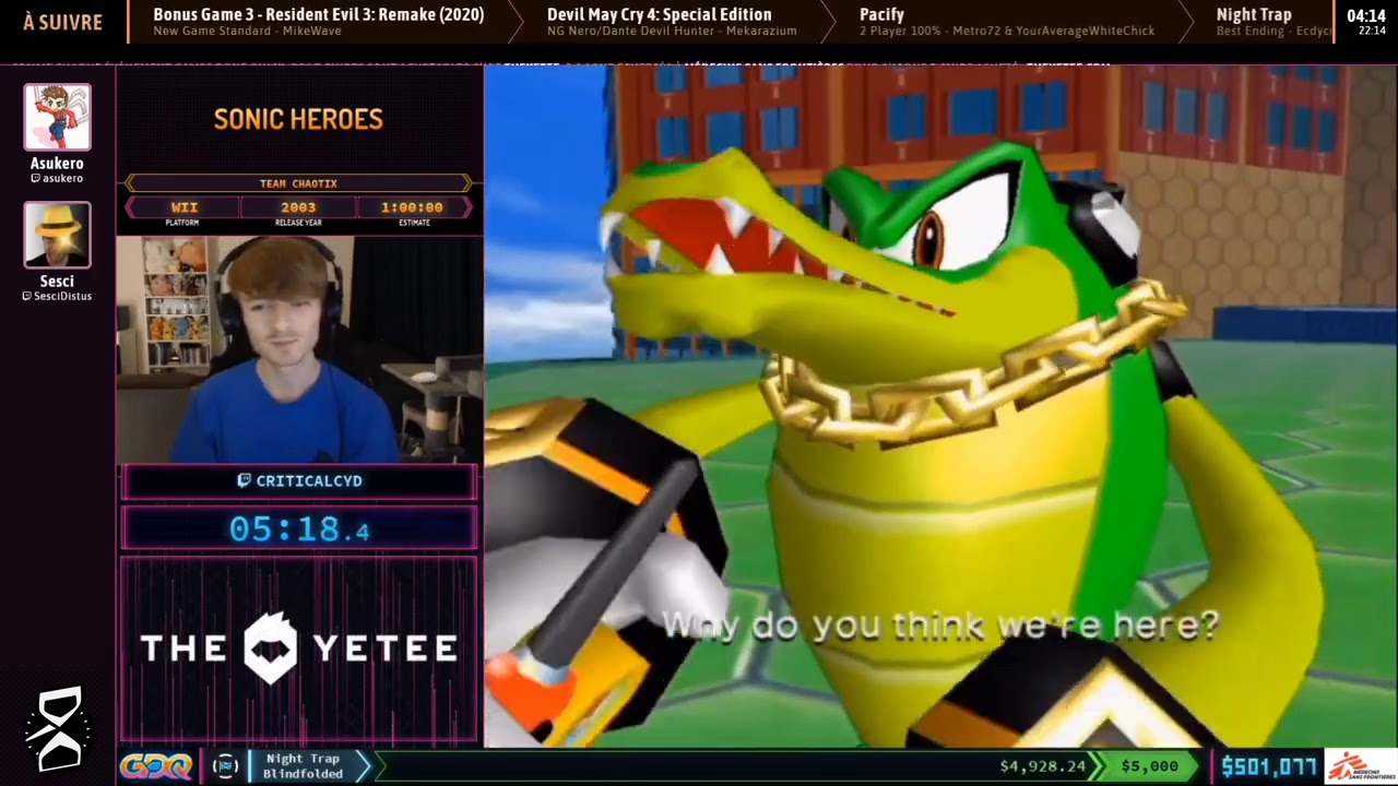 Sonic Heroes en 47:43 (Team Chaotix) [SGDQ2020]