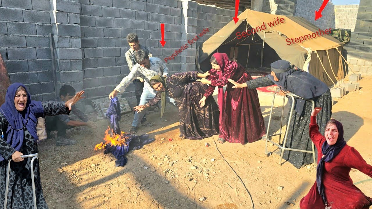 Horrifying moment of husband's anger; Hamid burns his first wife's clothes