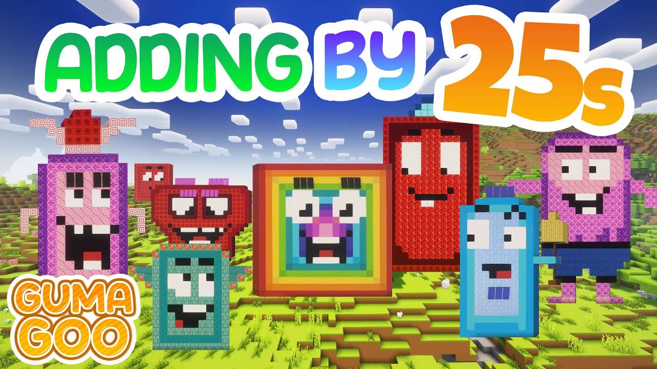 Adding by 25s | Numberblocks Minecraft Building | Numberblocks Math Songs |  Counting by 25
