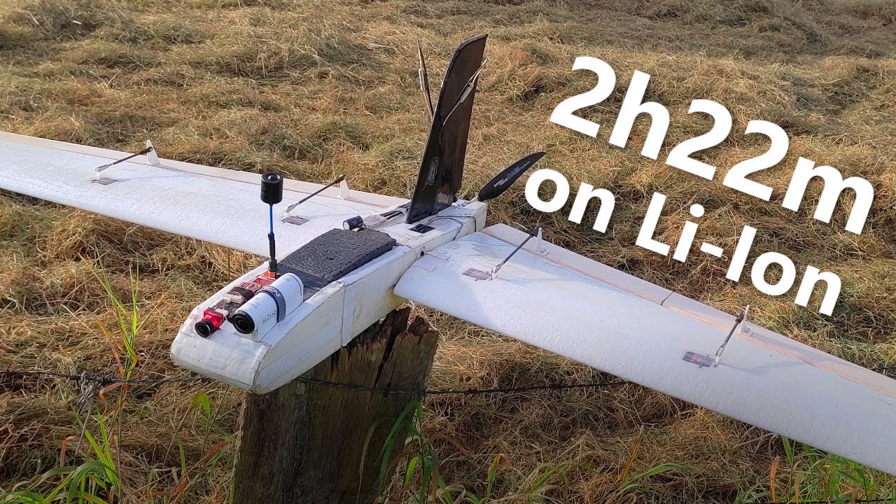 Mini Graugans - 2h:22m flight with Li-Ion! (Molicel P42A, 21700 in FPV wing)