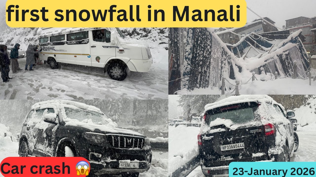 First live snowfall in Manali 2026❄️❄️ || Manali update today || car crash😱||