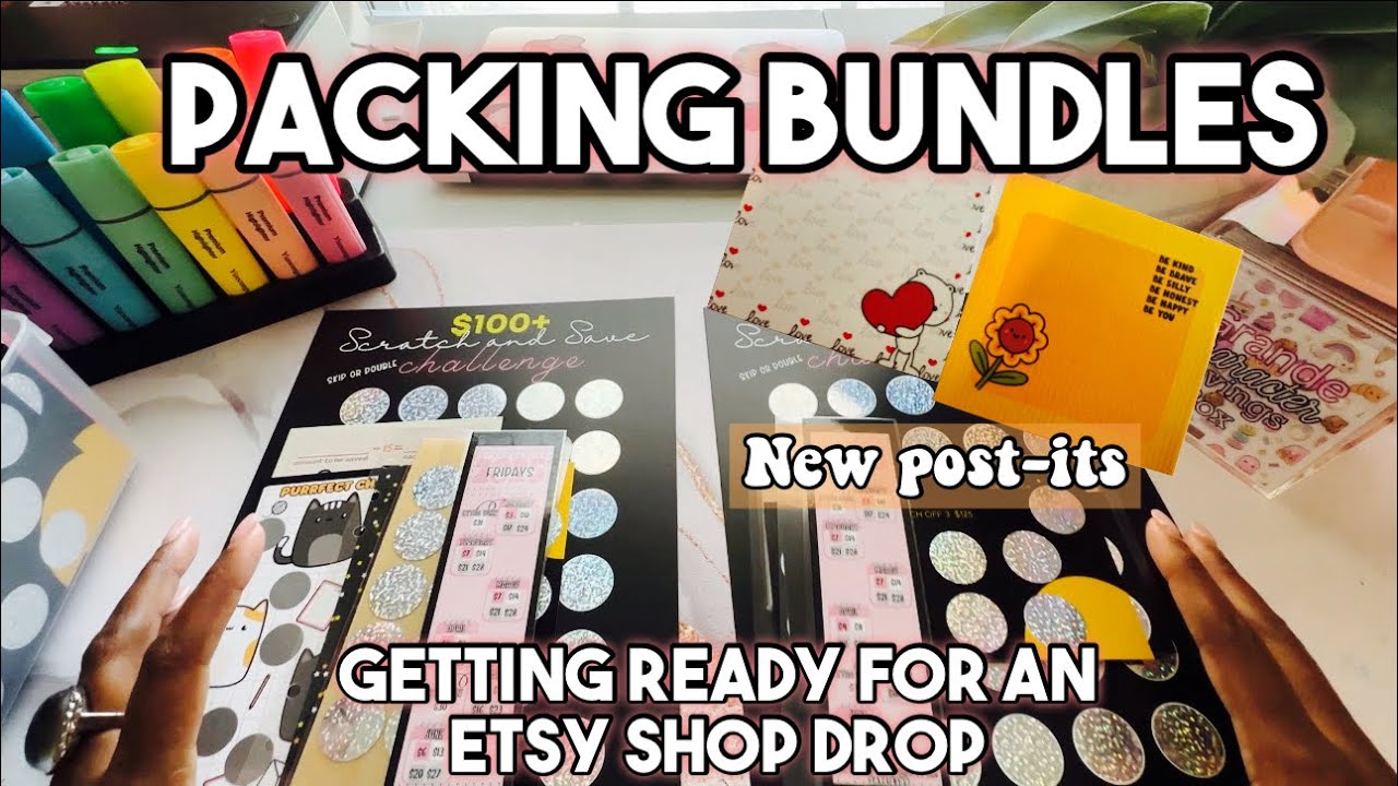 Packing scratch off bundles and preparing for the Etsy shop launch! 🥳