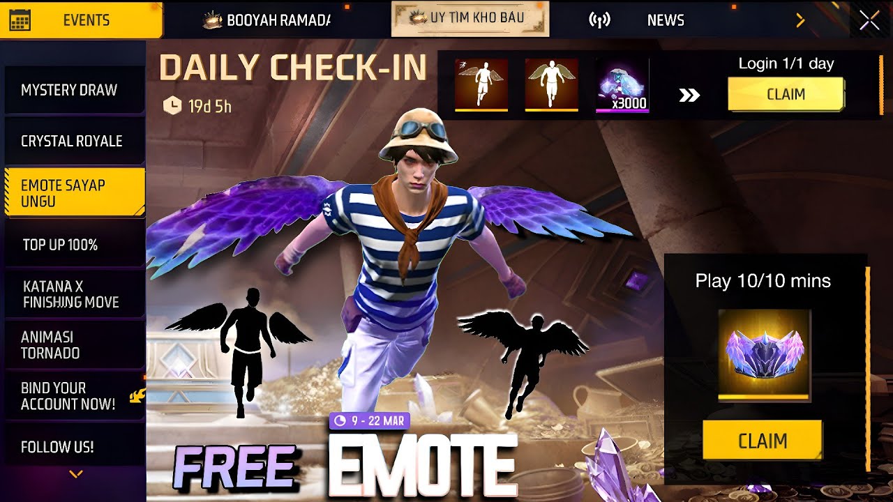 FREE ANGELIC 🪽 EMOTE 🕺+ FREE DIAMONDS 💎 NEW EVENT FF 🤯 EMOTE ROYALE EVENT 🤑 NOOB TO PRO FREE FIRE 🔥🔥